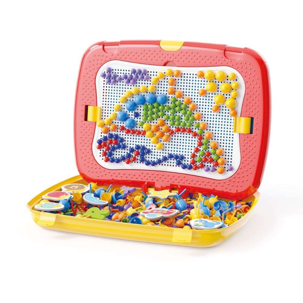 Quercetti - 2-in-1 Peg Board & Magnetic Board Set - Mosaic Art & Letter Play - Image 2