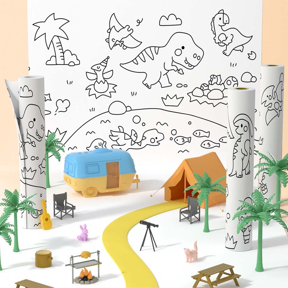 Jar Meló - Colouring Paper Roll - Tear & Stick - Dinosaur Adventures 3m - Image 3