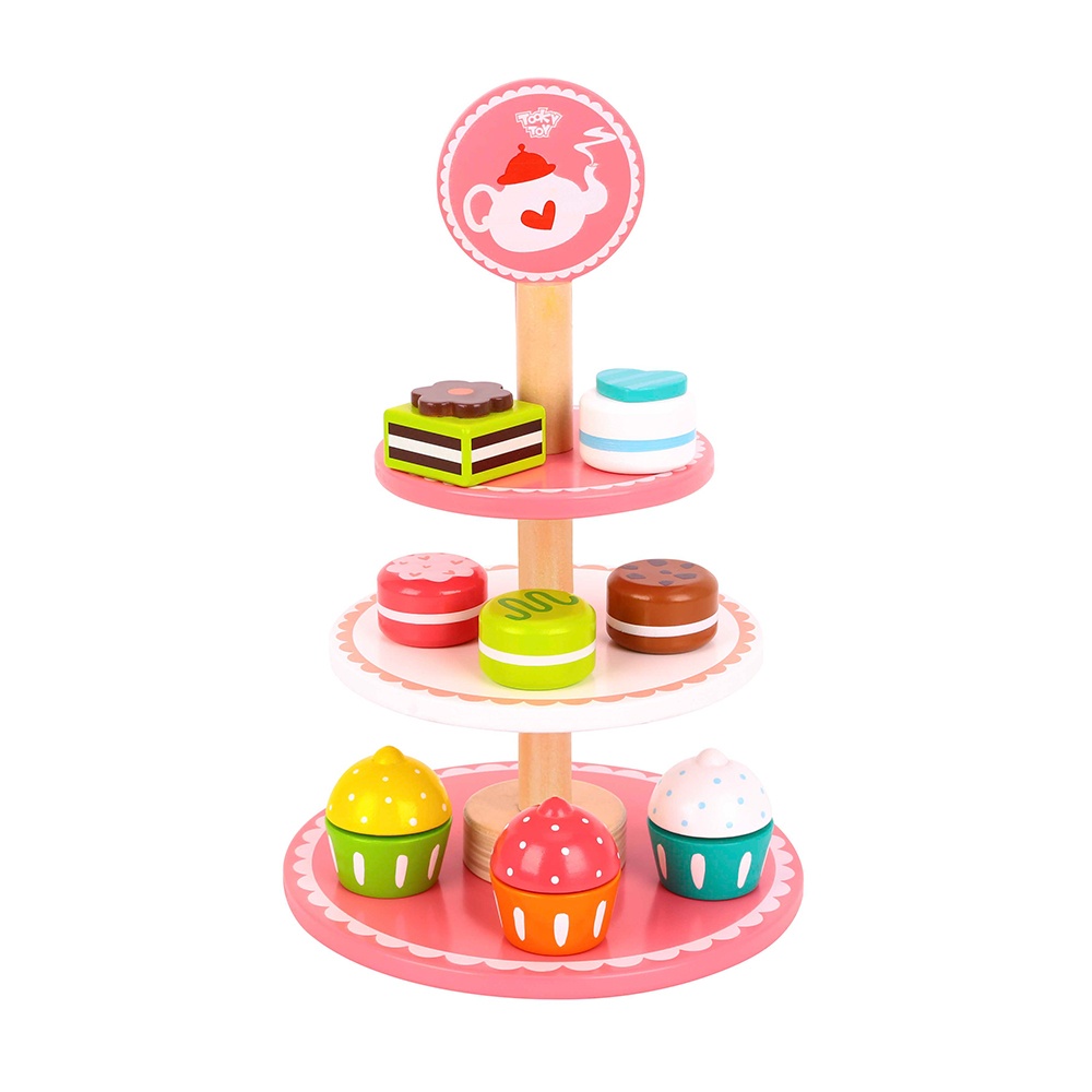 TookyToy - Pretend Play Pink Dessert Stand Toy Set - Image 2