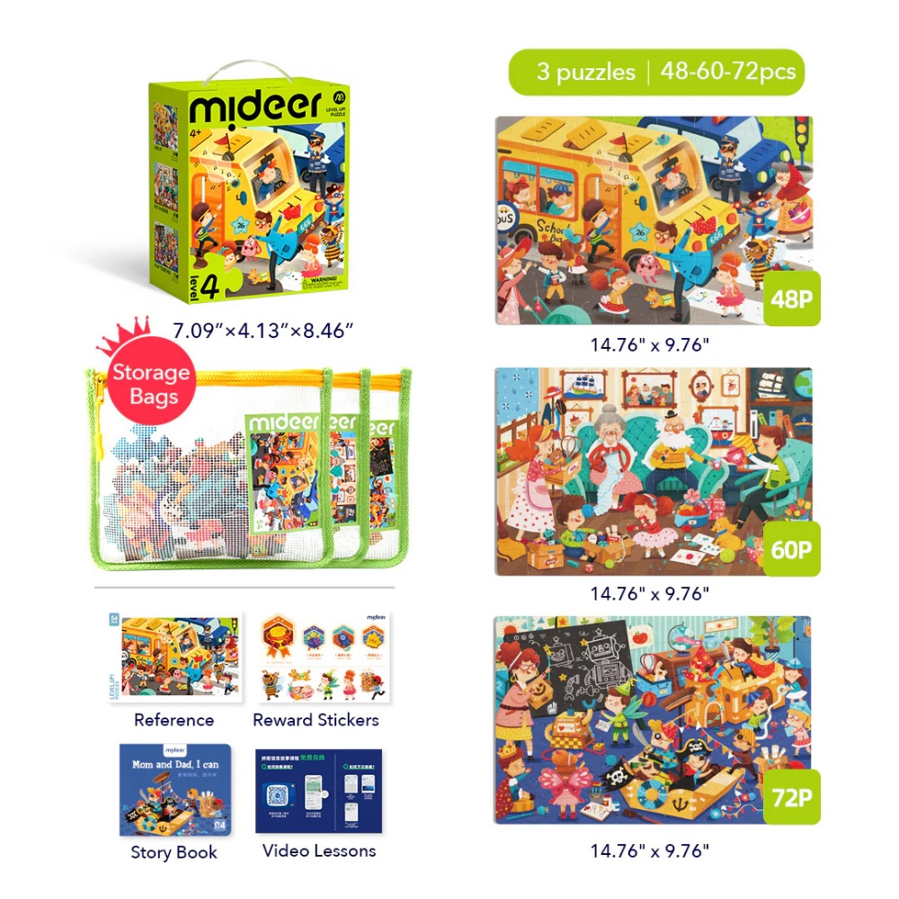 Mideer - Level Up Jigsaw Puzzle for Kids - 3-in-1 - Level 4 A Day of Mine - Image 2