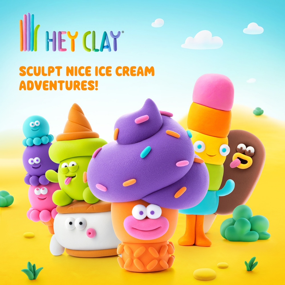 Hey Clay - Modelling Air-Dry Clay with Fun Interactive App - Flip Cone, Yeti Sandwich, Scoopanauts, Series Nice Ice Cream, 6 cans - Image 5