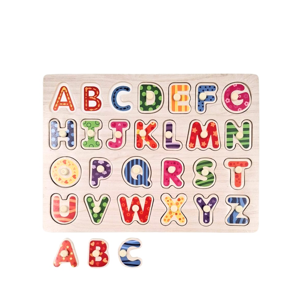 hi Pando - Wooden Peg Puzzle - Alphabet A-Z - 27pcs