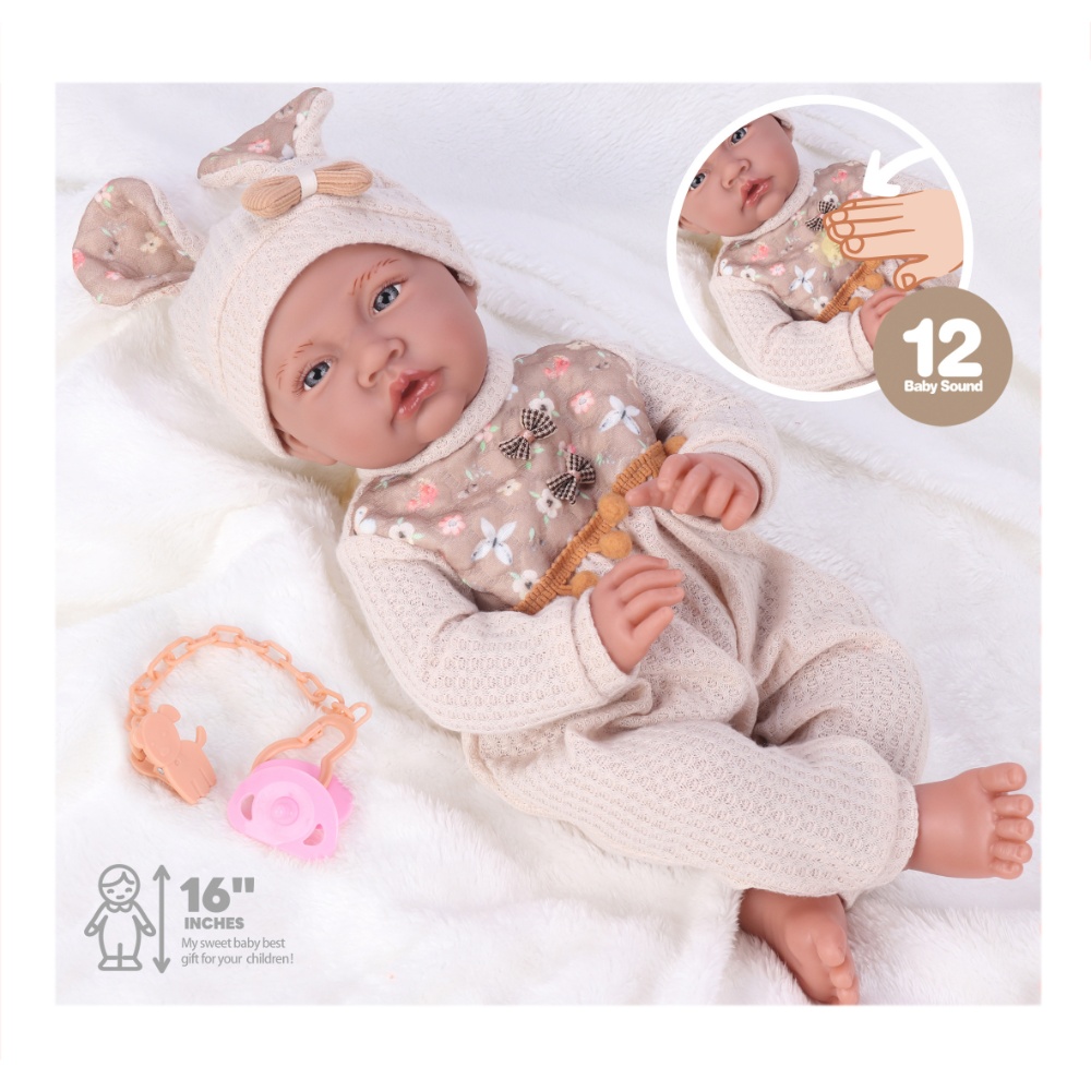 Baby Girl Doll with 12 Sounds - Soft Cotton Body - 40cm - Image 2