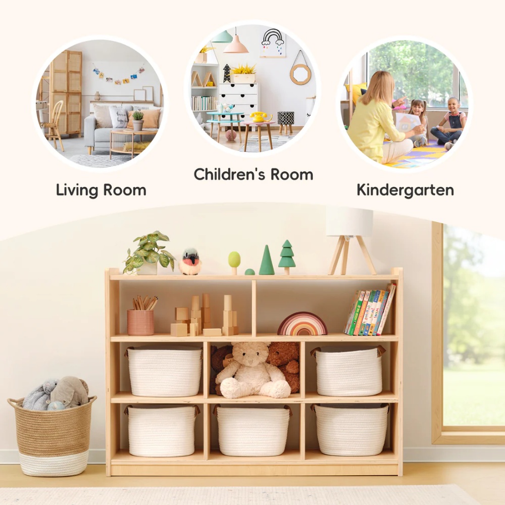 TookyToy - Wooden Shelf and Toy Storage for Kids Room: Open Plywood 90x113cm - Image 8