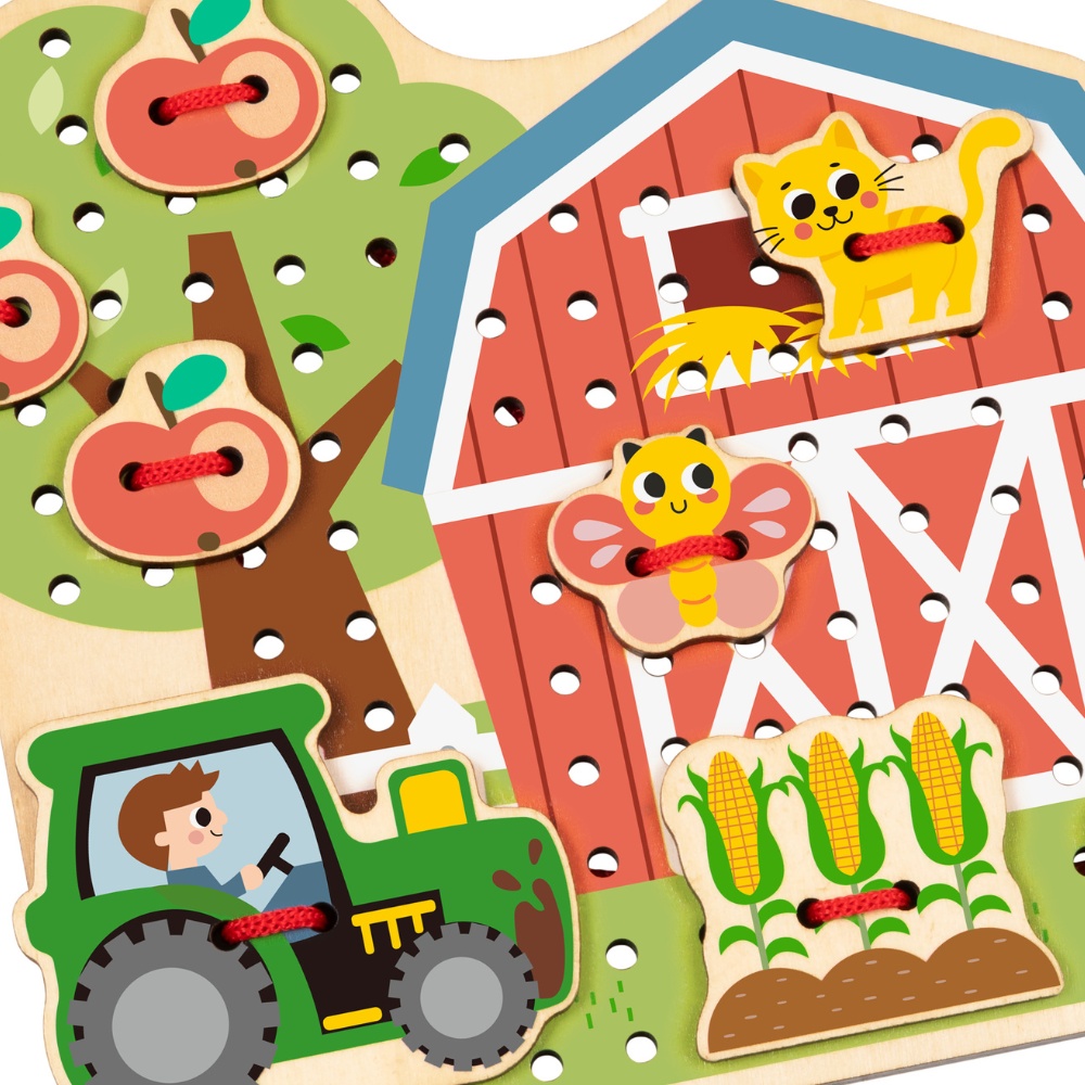 hi Pando - Wooden Threading Board - Farm Themed - 23pcs - Image 2