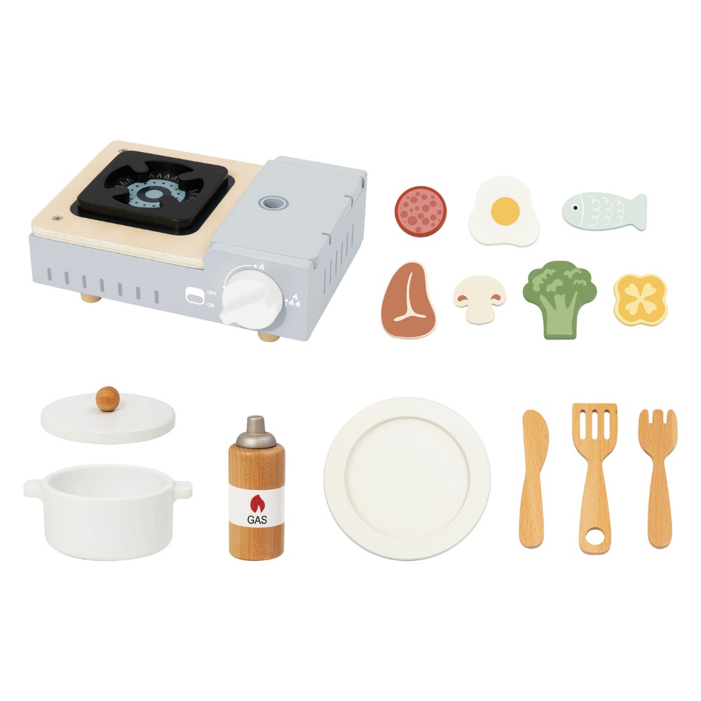 TookyToy - Pretend Play Wooden Camping Stove Toy Set - 15 Pieces - Image 5