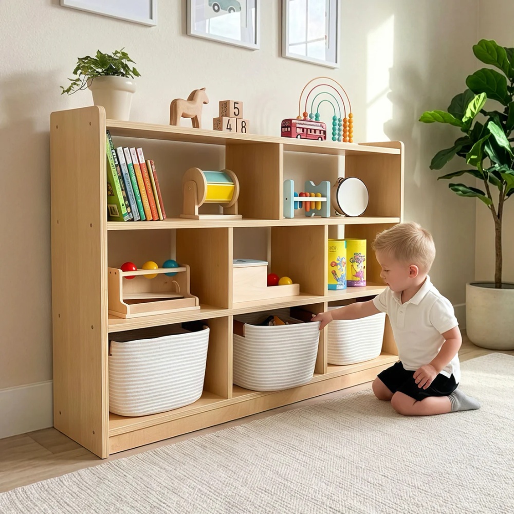 TookyToy - Wooden Shelf and Toy Storage for Kids Room: Open Plywood 90x113cm - Image 3