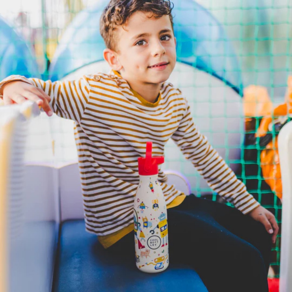 Cool Bottles - Kids Triple-Insulated Water Bottle - Messy Robots 350ml - Image 2