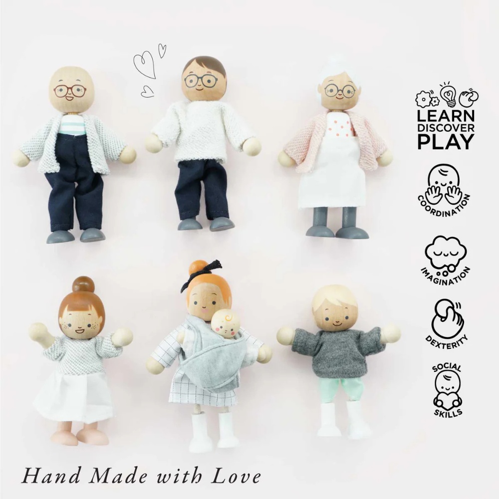 Le Toy Van - Wooden Dolls House Family Set - 7pcs - Image 3