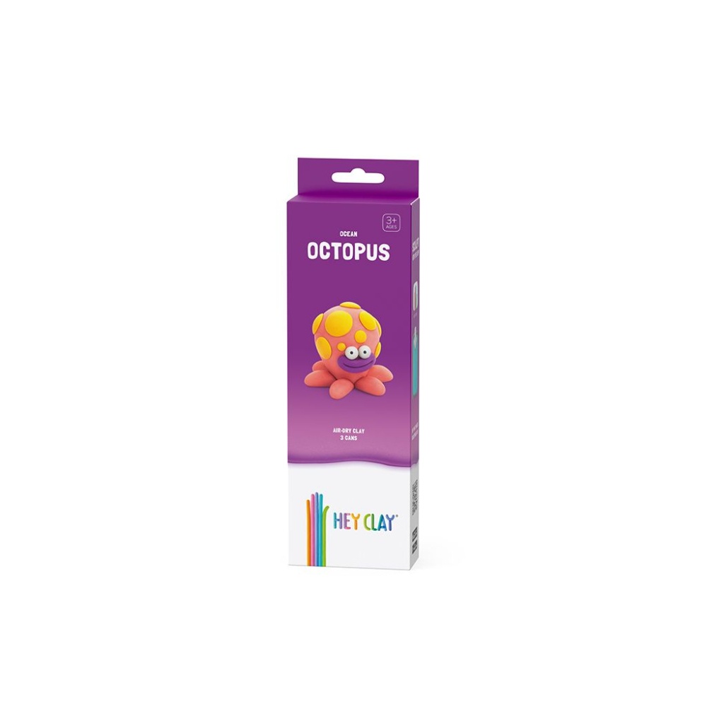 Hey Clay - Modelling Air-Dry Clay with Fun Interactive App - Octopus, series Ocean, 3 cans - Image 5
