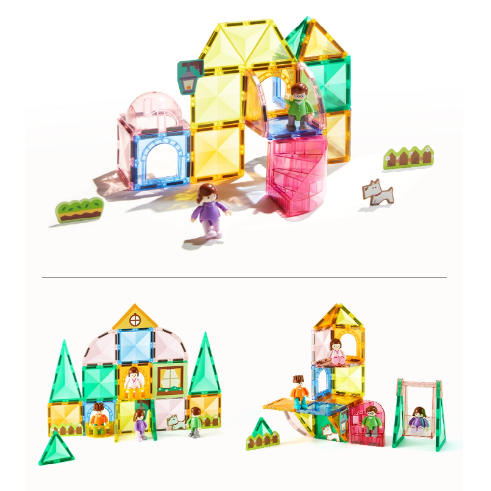 Mideer - Colourful Magnetic Tiles Building Set - Our Family - 32pcs - Image 4