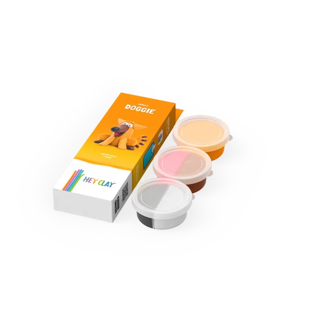 Hey Clay - Modelling Air-Dry Clay with Fun Interactive App - Doggie, series Animals, 3 cans - Image 5