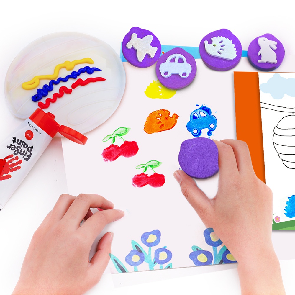 Jar Meló - Children's Finger Paint Kit with Paints, Stamps & Apron - Image 5
