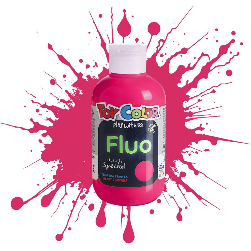 Toy Color - Superwashable Ready-Mix Tempera Paint for Kids - Fluorescent Shades - 4 x 250ml - Image 2