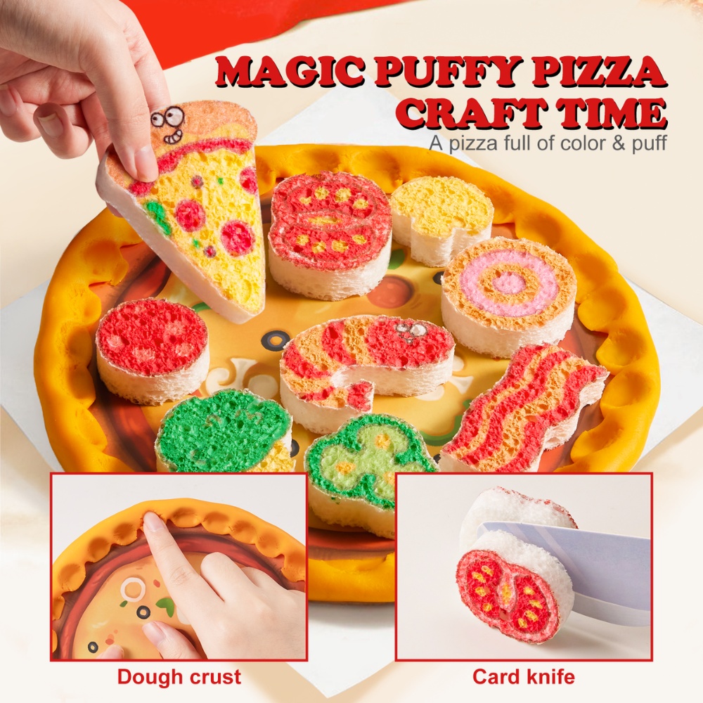 Jar Meló - Magic Puffy Pizza Kit - 3D Art & Pretend Play Cooking Set - Image 6