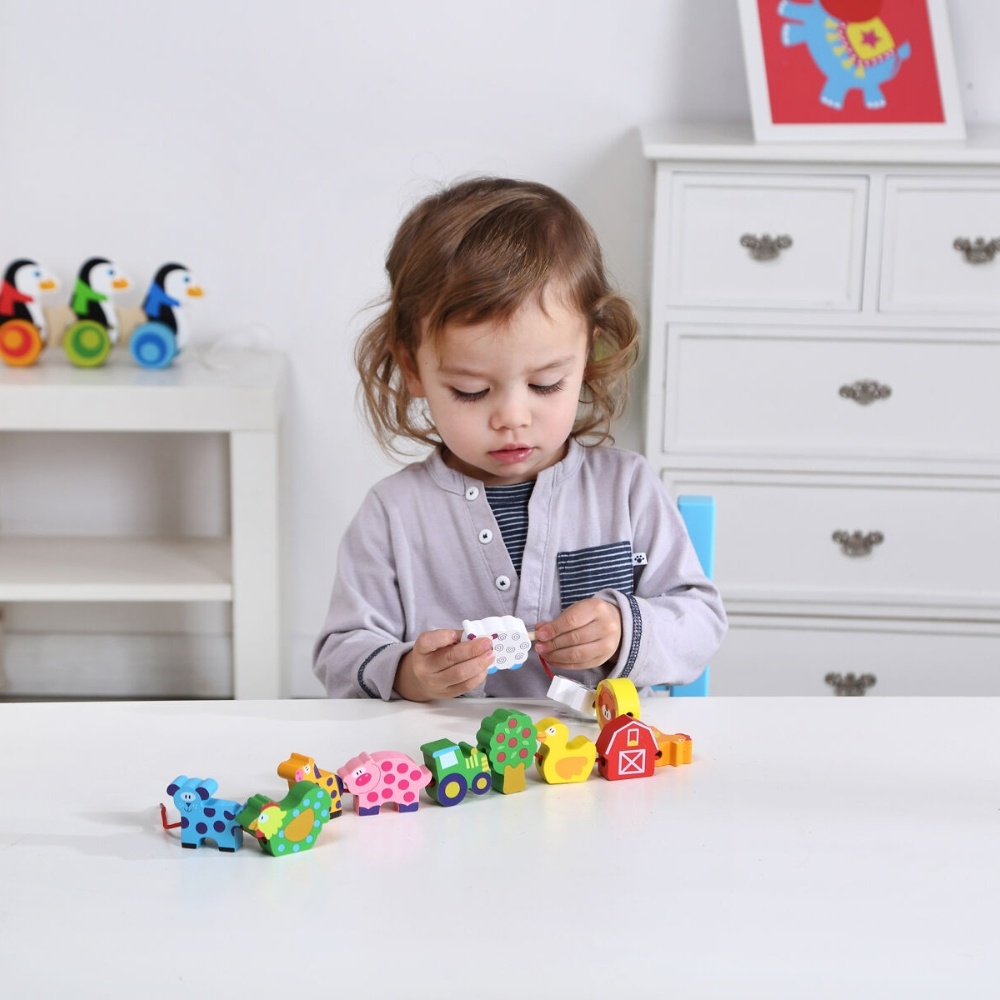 TookyToy - Fine Motor Lacing Blocks - Farm Animals Set - Image 2