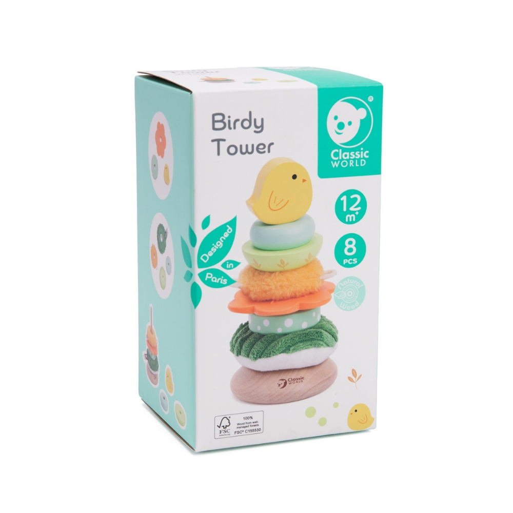 Classic World - Bird Tower Stacking Ring Toy for Babies - Image 6