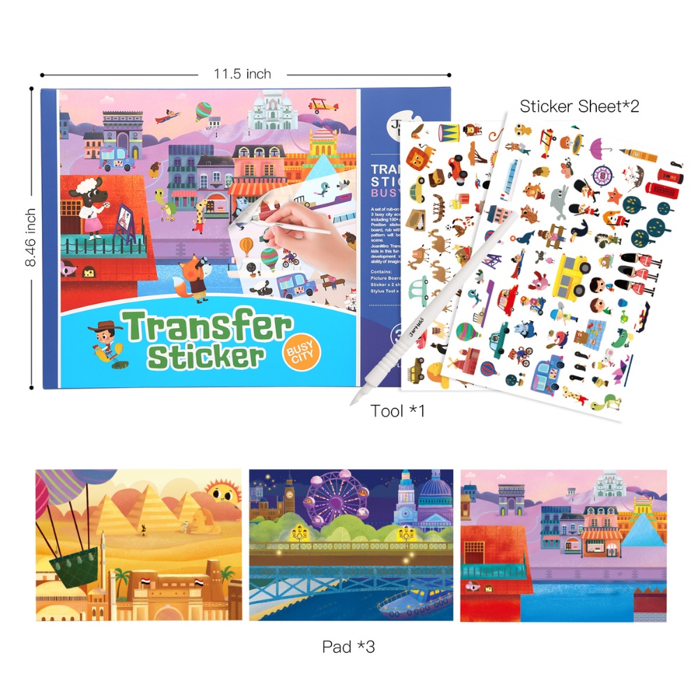 Jar Meló - Rub-On Transfer Sticker Set - The Busy City - 100+pcs - Image 2