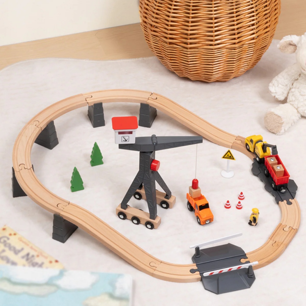 TookyToy - Wooden Train Set - Constructin Yard - Image 3