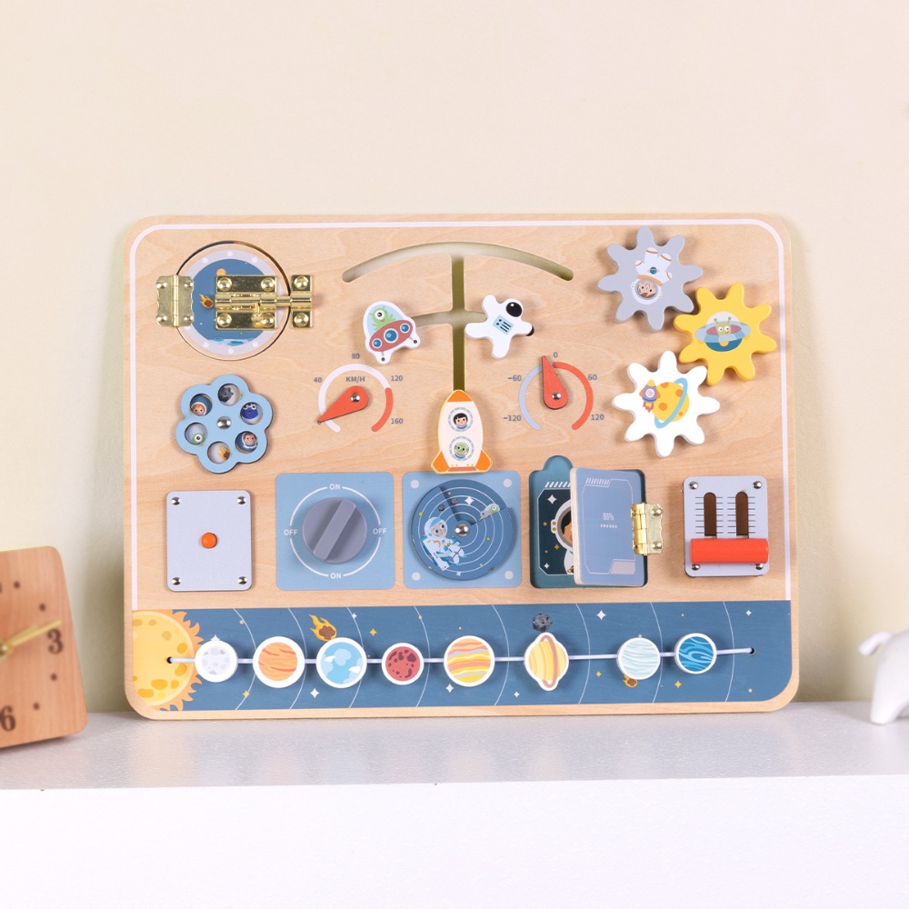 TookyToy - Wooden Space Busy Board - Montessori Activity for Toddlers - Image 2