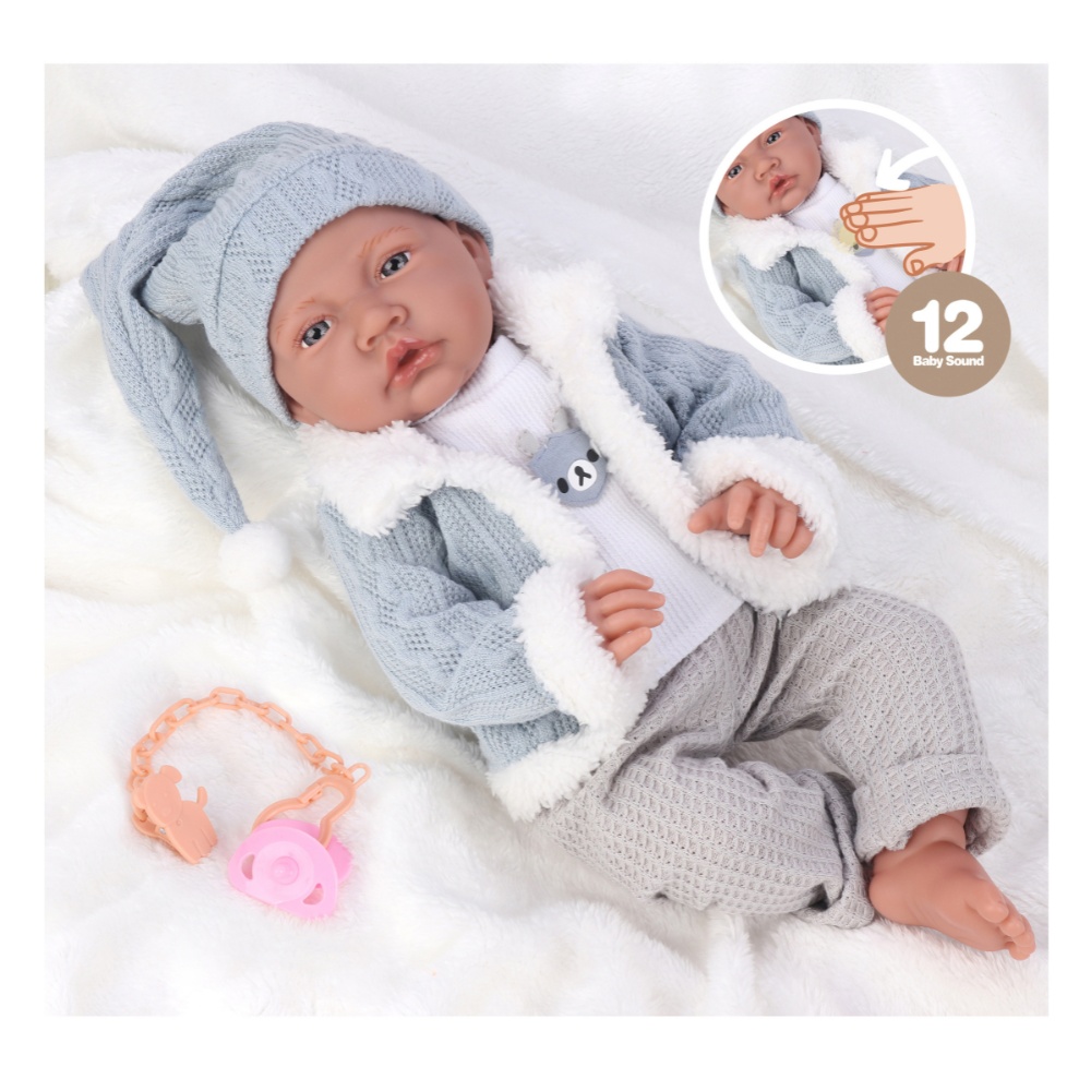 Baby Boy Doll with 12 Sounds - Soft Cotton Body - 40cm - Image 5