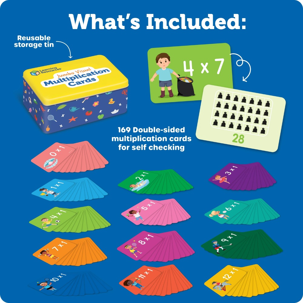 Learning Resources - Jumbo Multiplication Learning Flash Cards in Travel tin - 170 Pieces - Image 6