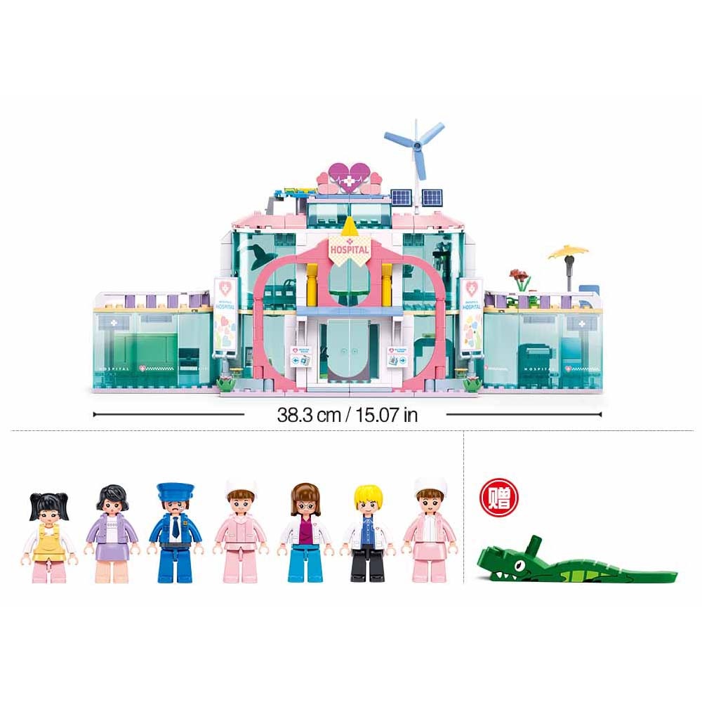 Sluban Building Set: Metropolis Pull Back - Dream City Hospital - 668 Pieces - Image 5