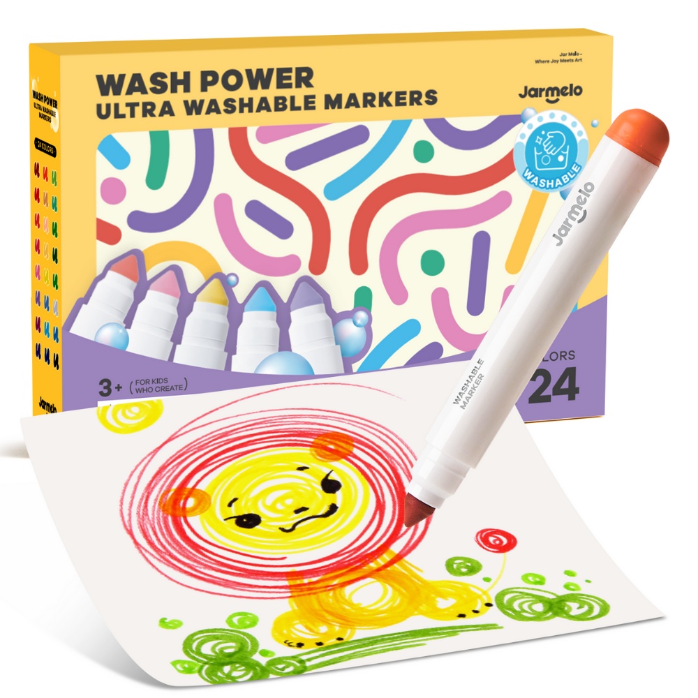 Jar Meló - Washable Markers - 24 Non-Toxic Colours with Conical Tips - Image 3