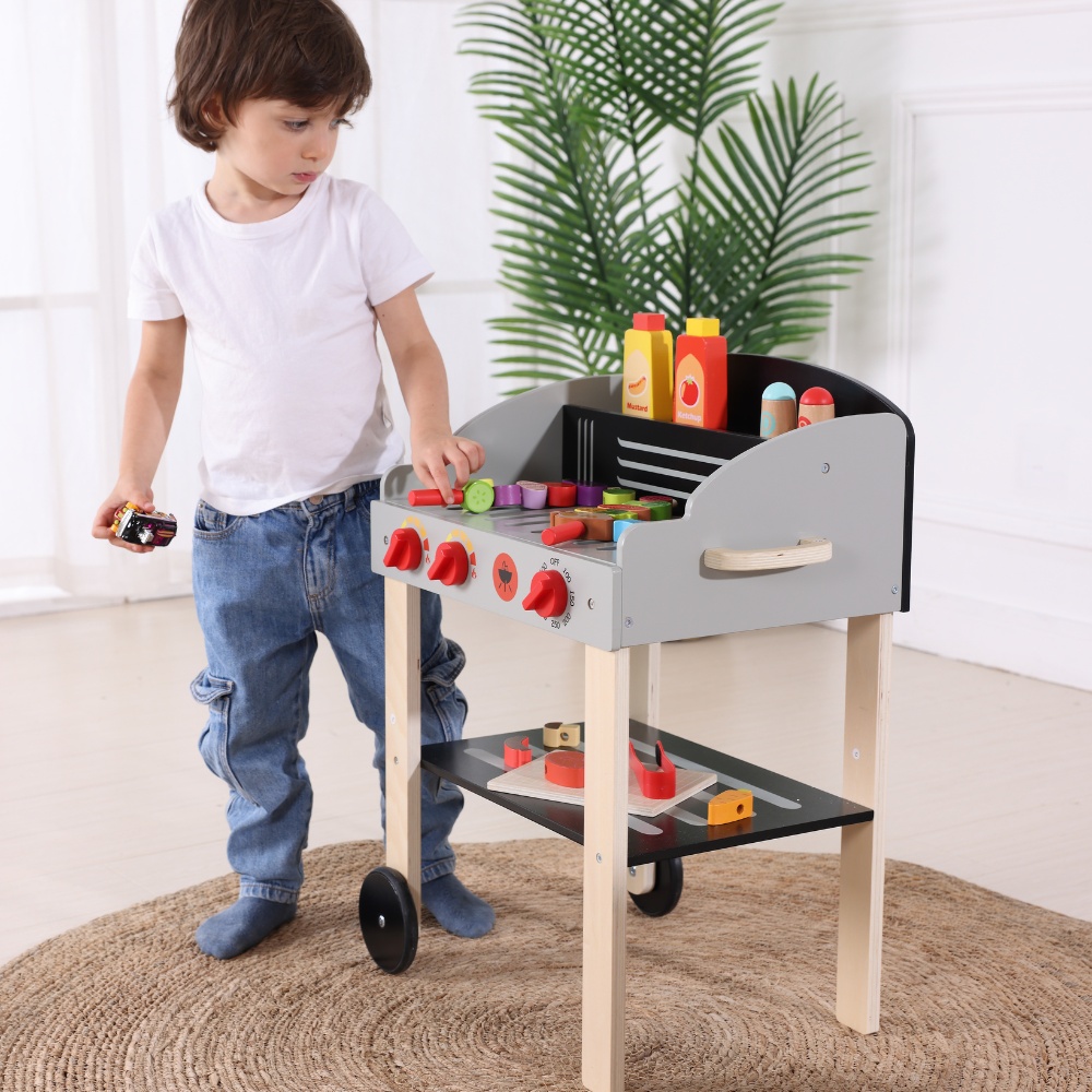 TookyToy - Pretend Play Wooden Braai Grill Toy Set - Image 3