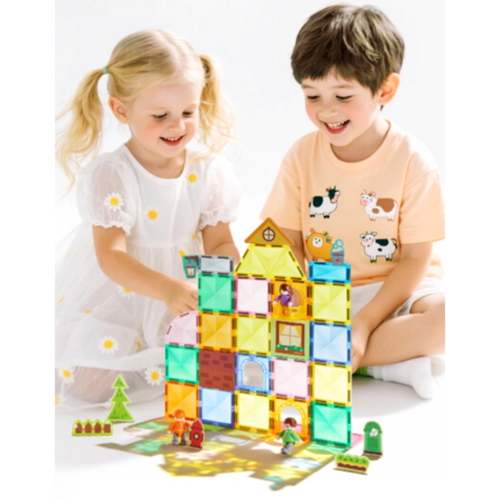 Mideer - Colourful Magnetic Tiles Building Set - Our Family - 32pcs - Image 3