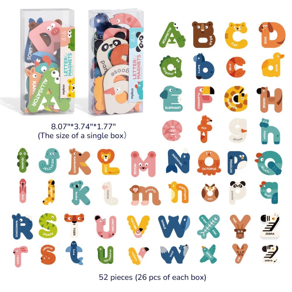 Mideer - Alphabet Magnets - Upper & Lower Case Animal Letters - 52pcs - Image 2