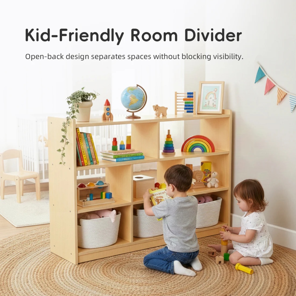 TookyToy - Wooden Shelf and Toy Storage for Kids Room: Open Plywood 90x113cm - Image 5