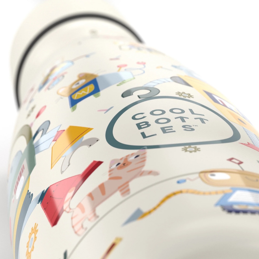 Cool Bottles - Kids Triple-Insulated Water Bottle - Messy Robots 350ml - Image 4
