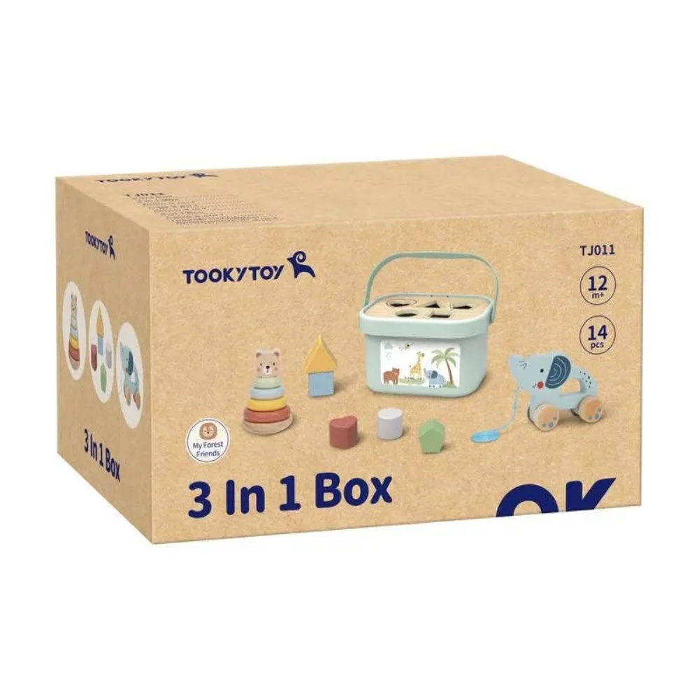 TookyToy - 3-in-1 Activity Set - Shape Sorter Stacker & Pull Along Toy - Image 7