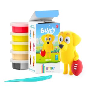 Hey Clay - Modelling Air-Dry Clay with Fun Interactive App - Lucky, Bluey Series, 5 cans