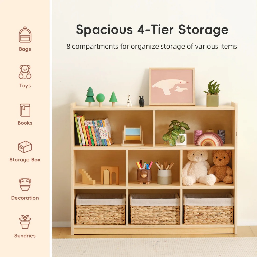 TookyToy - Wooden Shelf and Toy Storage for Kids Room: Plywood 90x113cm - Image 4