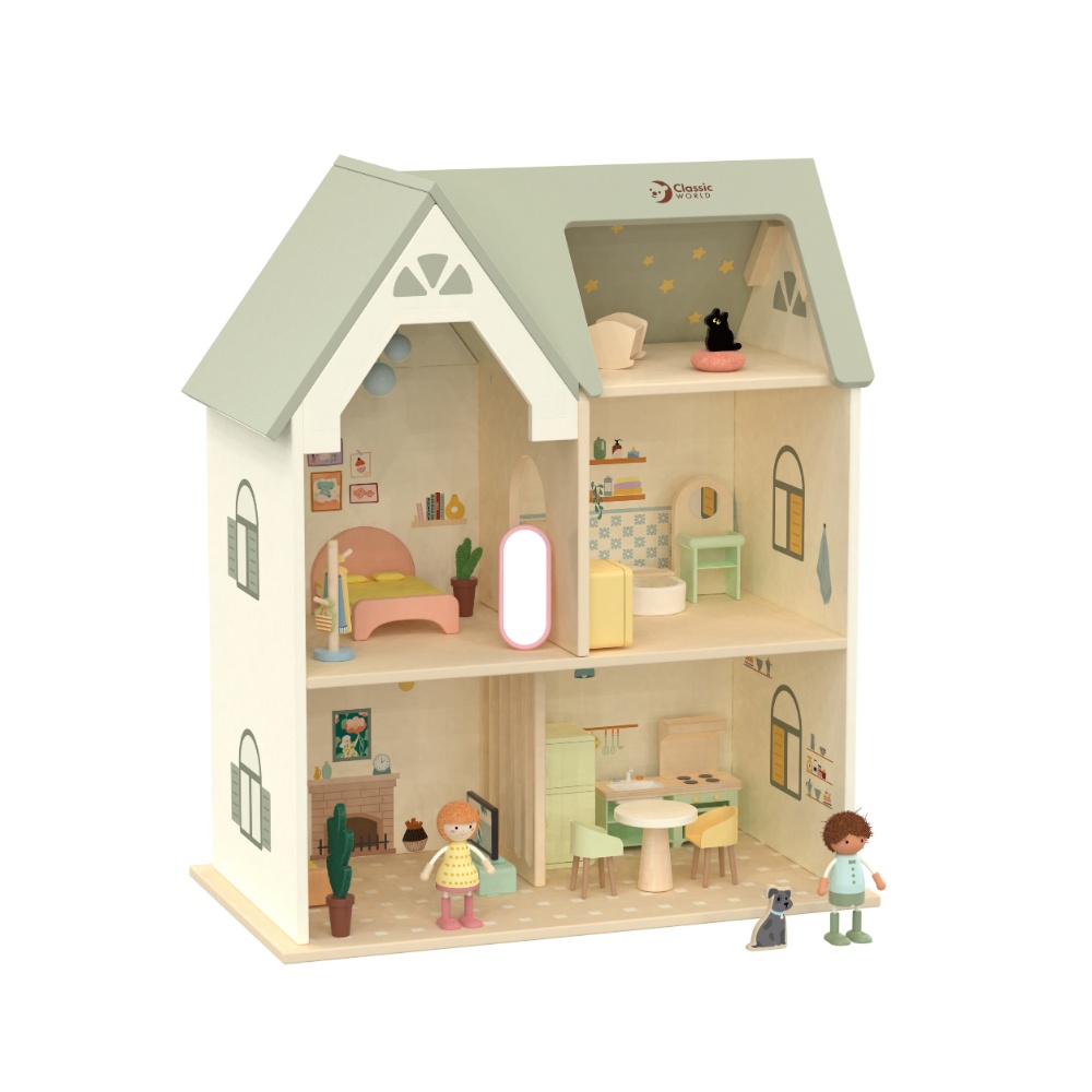 Classic World - Pretend & Play - Cozy Cottage Dollhouse - Image 3