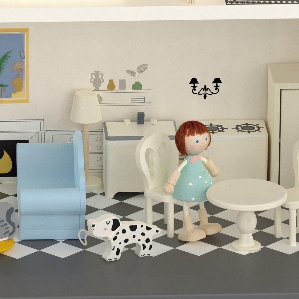Classic World - Pretend & Play - Vintage Wooden Dollhouse - Image 7