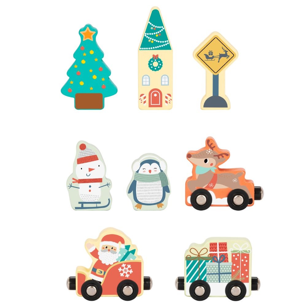 hi Pando - Wooden Christmas Train Set - 19pcs - Image 5
