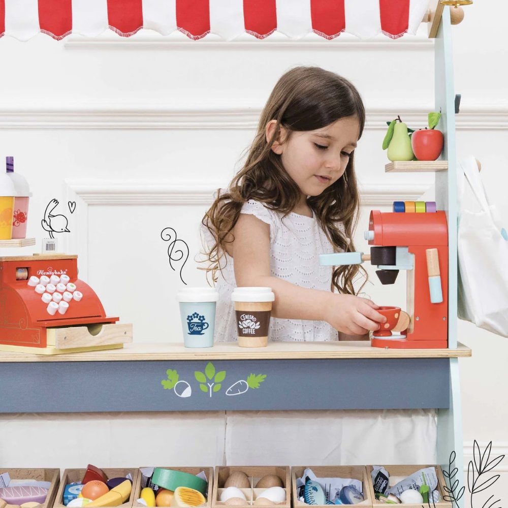 Le Toy Van - Wooden Toy Coffee Machine & Pods - 9pcs - Image 5