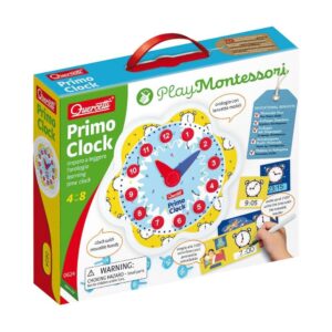 Quercetti - Play Montessori Wooden Clock - Time Learning Toy for Kids