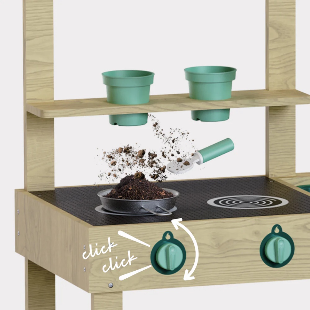 TopBright - Outdoor Wooden Mud Kitchen with Accessories - 8 Pieces - Image 3