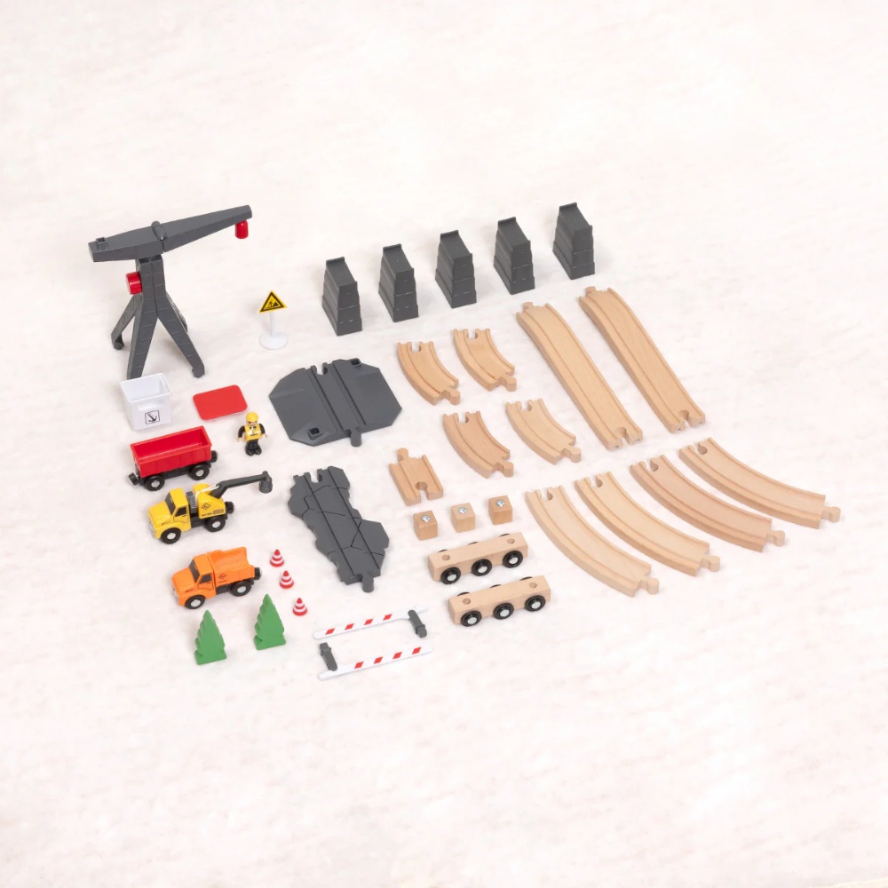 TookyToy - Wooden Train Set - Constructin Yard - Image 5