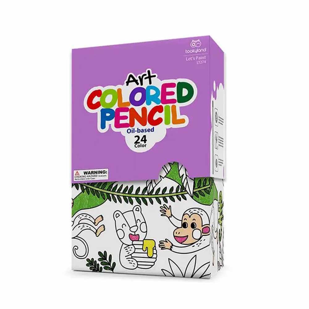 TookyToy - Oil-Based Coloured Pencils & Pencil Sharpener: 24 Colours
