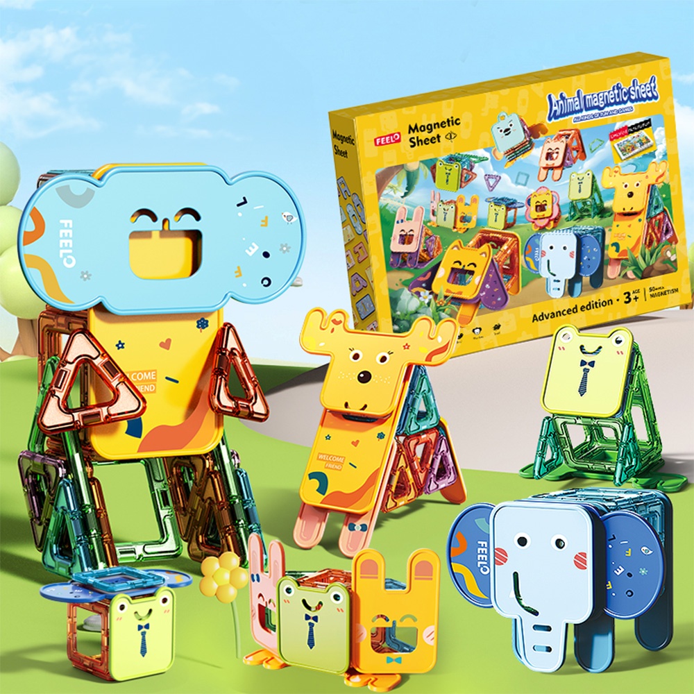 Feelo - Magnetic Tiles Activity Set - Animals - 50 Pieces-** - Image 5