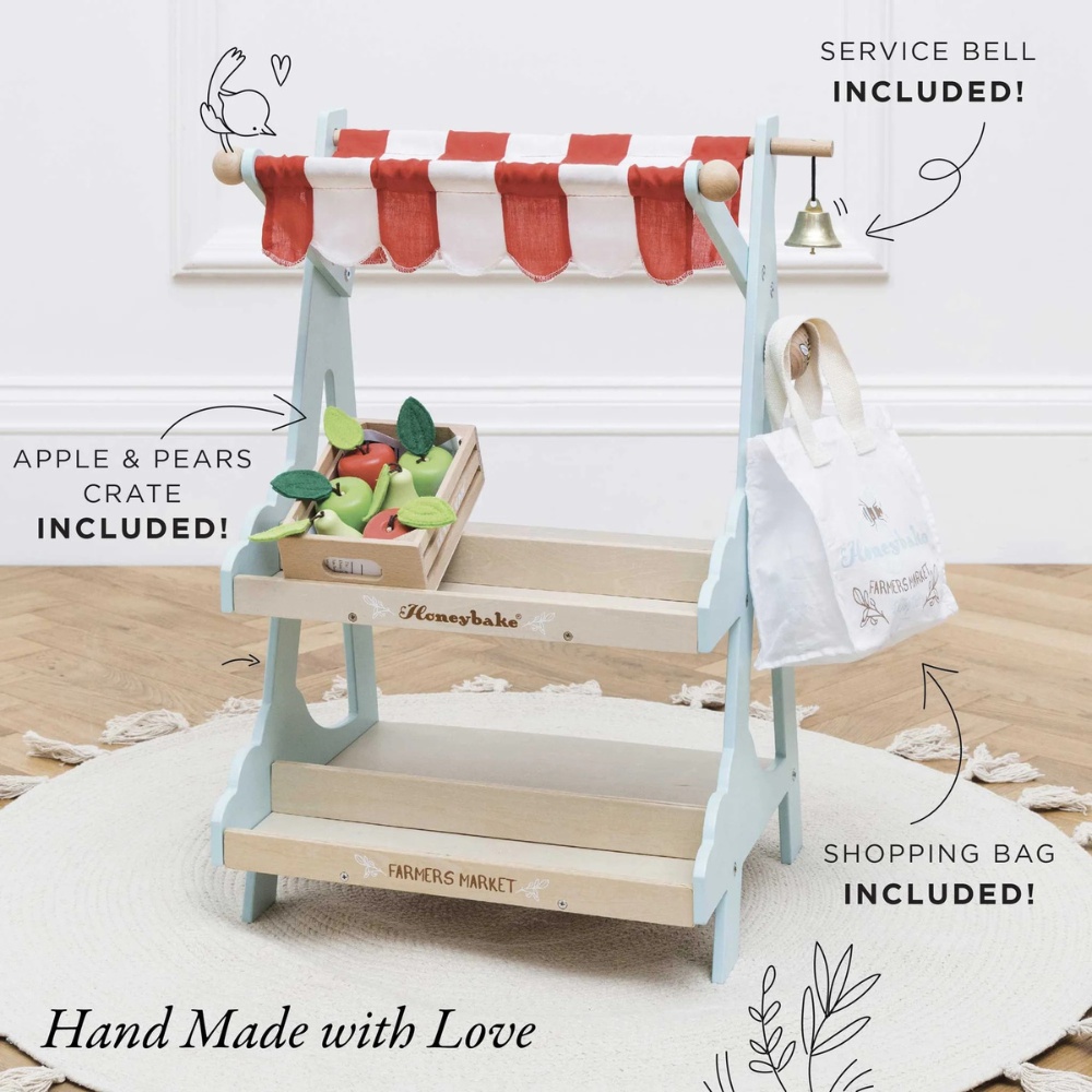 Le Toy Van - Wooden Market Stall & Fruit Play Food Crate - 3pcs - Image 2