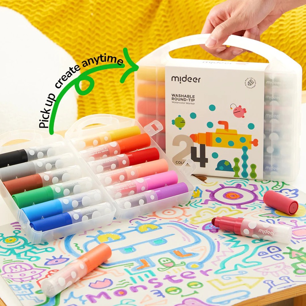 Mideer - Round-tip Washable Marker - 24 Colours - Image 7