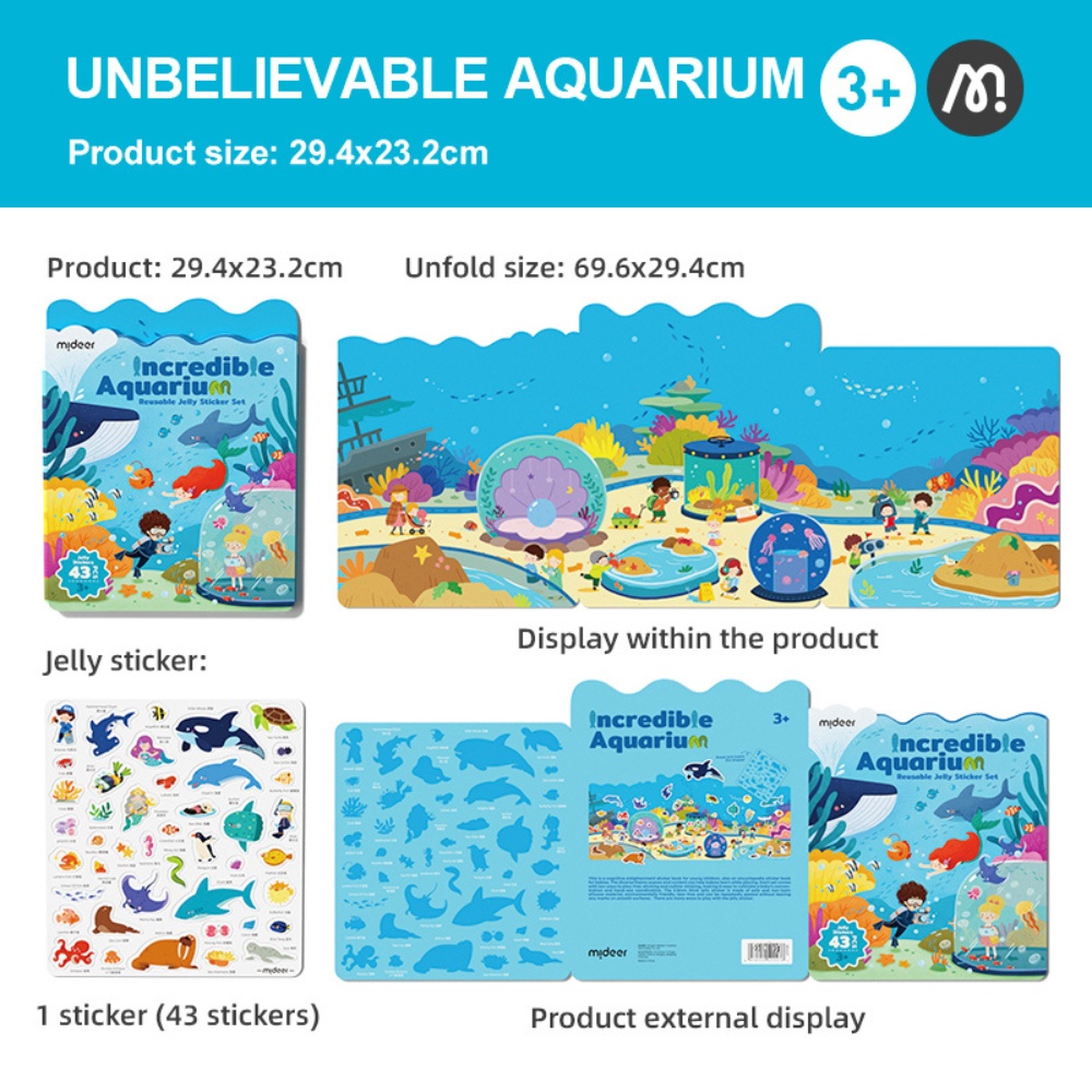 Mideer - Reusable Jelly Sticker Set: Incredible Aquarium - Early Learning Activity - Image 2
