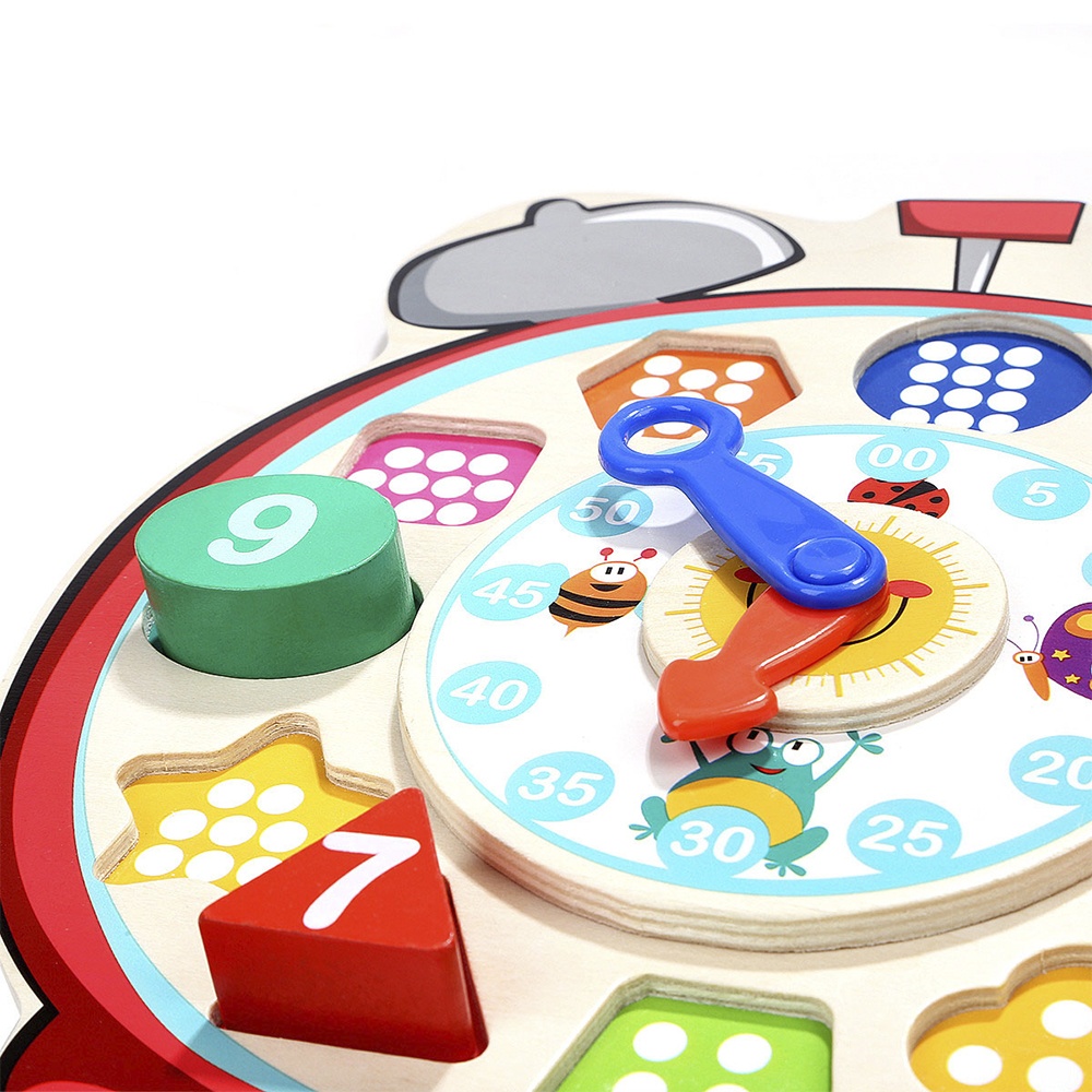 TopBright - Wooden Shape Sorting Clock - Montessori Teaching Time Number Puzzle for Kids - Image 3