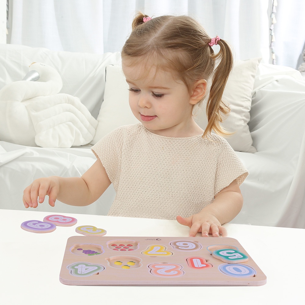 Classic World - Numbers & Fruit - Counting & Tracing Wooden Puzzle - 10pcs - Image 2